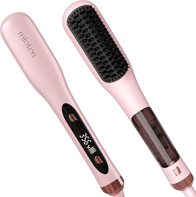 3-in-1 Steam Hair Straightener Brush for Frizzy, Curly & Thick Hair wi