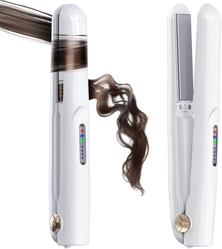 Portable Cordless 2-in-1 Mini Hair Straightener & Curler, Fast Heat, U