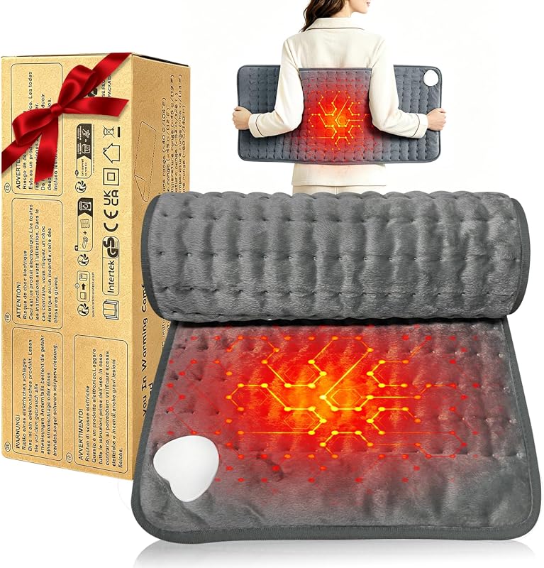 Electric Heating Pad for Back Neck Shoulder Knee with 6 Heat Settings