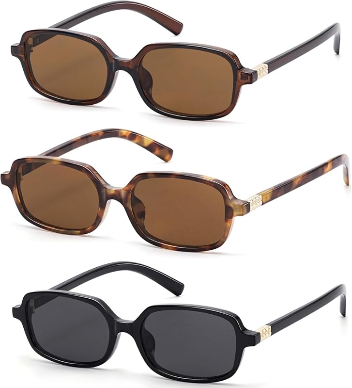 LIKSMU Trendy Rectangle Sunglasses for Women Men - Retro 90s Small Squ