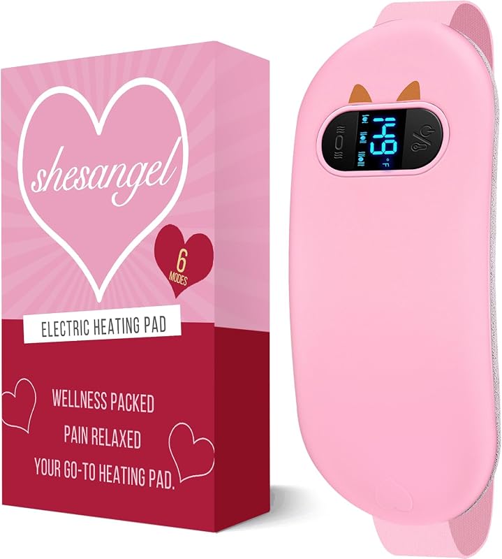 Portable Cordless Menstrual Heating Pad with 6 Heat Levels and 6 Massa