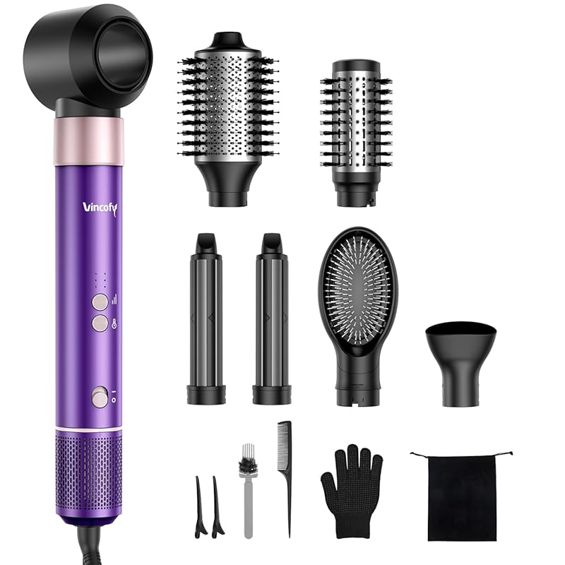 Vincofy 7‑in‑1 Blow Dryer Brush Set offers fast drying, curling, stai