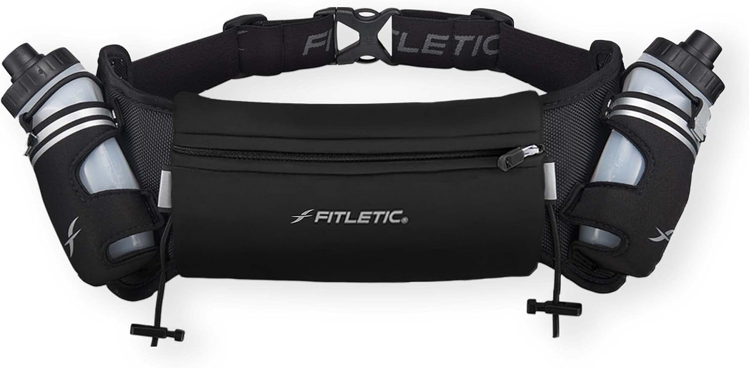 Fitletic Hydra 16 Running Belt: 2 Quick Flow 8oz bottles, bounce‑free design, phone pouch