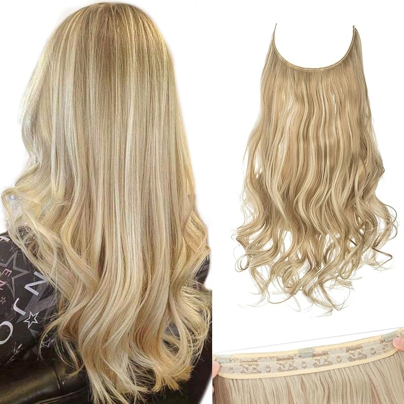 SARLA Invisible Wire Hair Extensions – Dirty Blonde Balayage Wavy Curl
