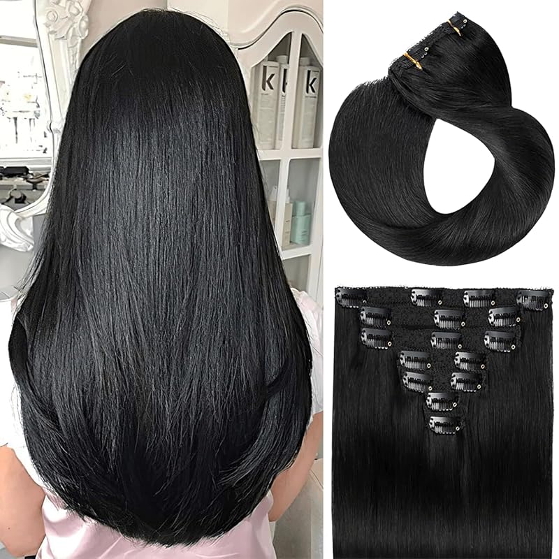 Brazilian Real Remy Hair Extensions – 18", 150g, 7 Pieces, 16 Clips, J