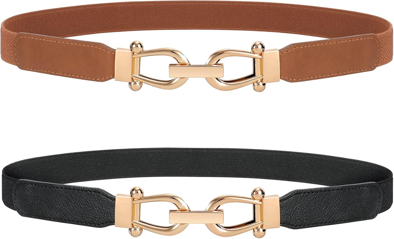 JASGOOD Women Stretchy Waist Belt – Retro Elastic Skinny Design with G