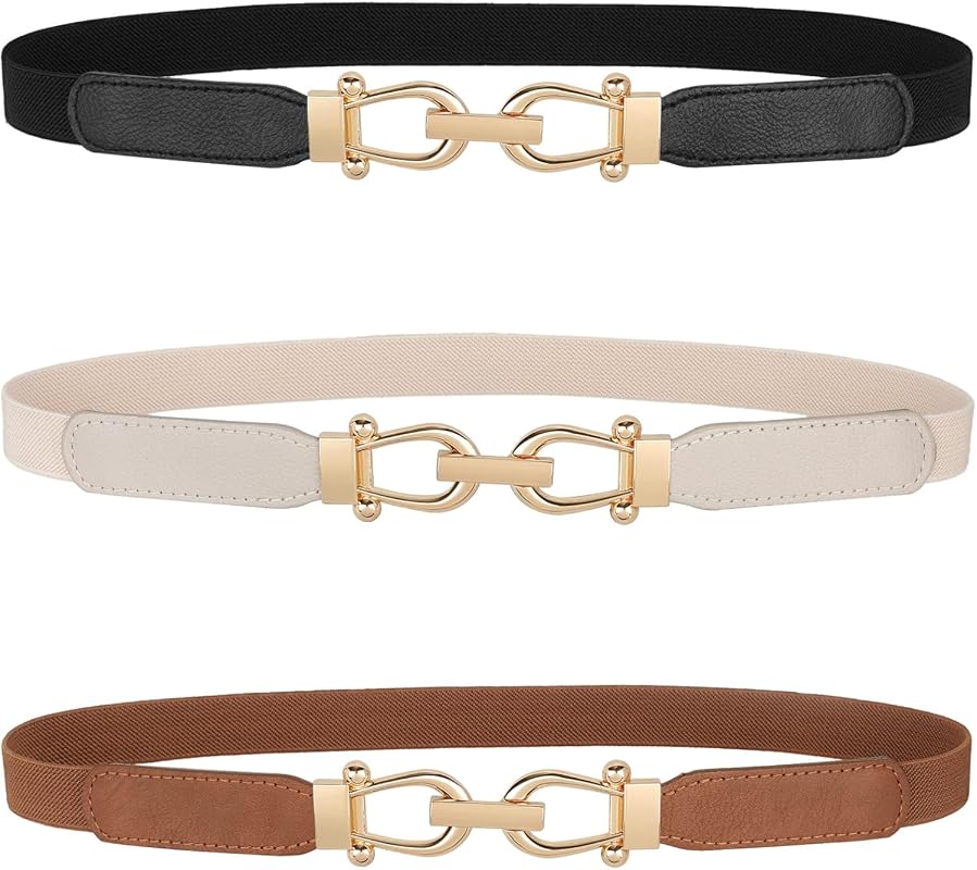 JASGOOD Women Skinny Elastic Stretch Belt for Dresses – Thin Retro Wai