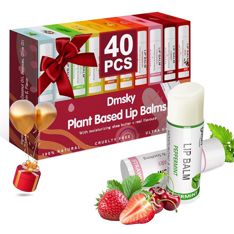 40 Pack Fruit Lip Balm Variety Set Natural Moisturizing Treatment for