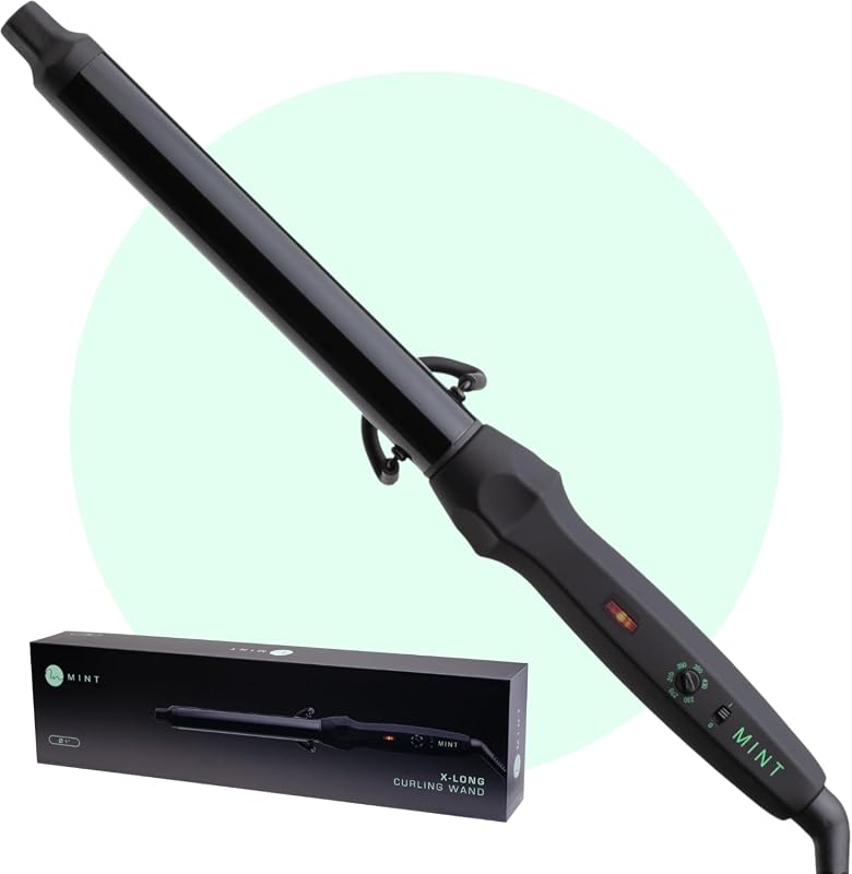 MINT Clamp-Free Curling Wand 1 Inch for Hair, 4-Heater Ionic Ceramic T