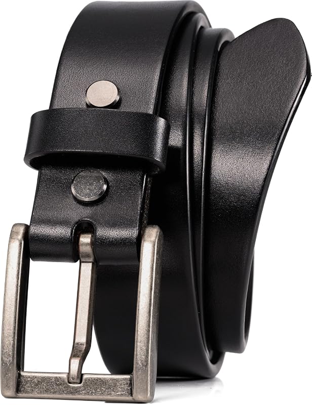 WOLFANT Thick Full Grain Leather Heavy Duty Belt for Men, 100% Italian