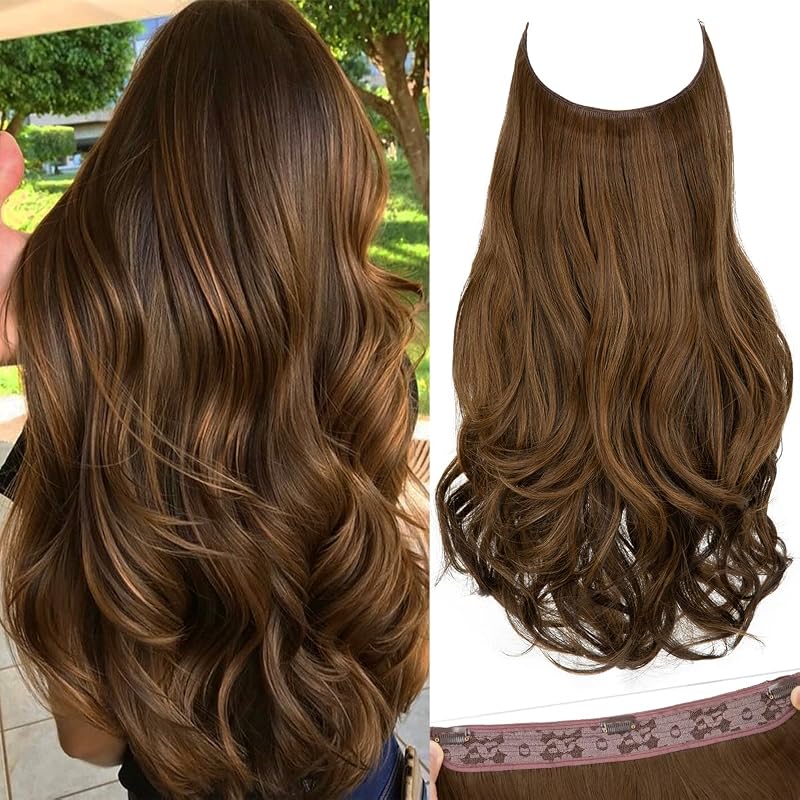 SARLA Invisible Wire Hair Extensions – 3‑clip hairpiece with headband,