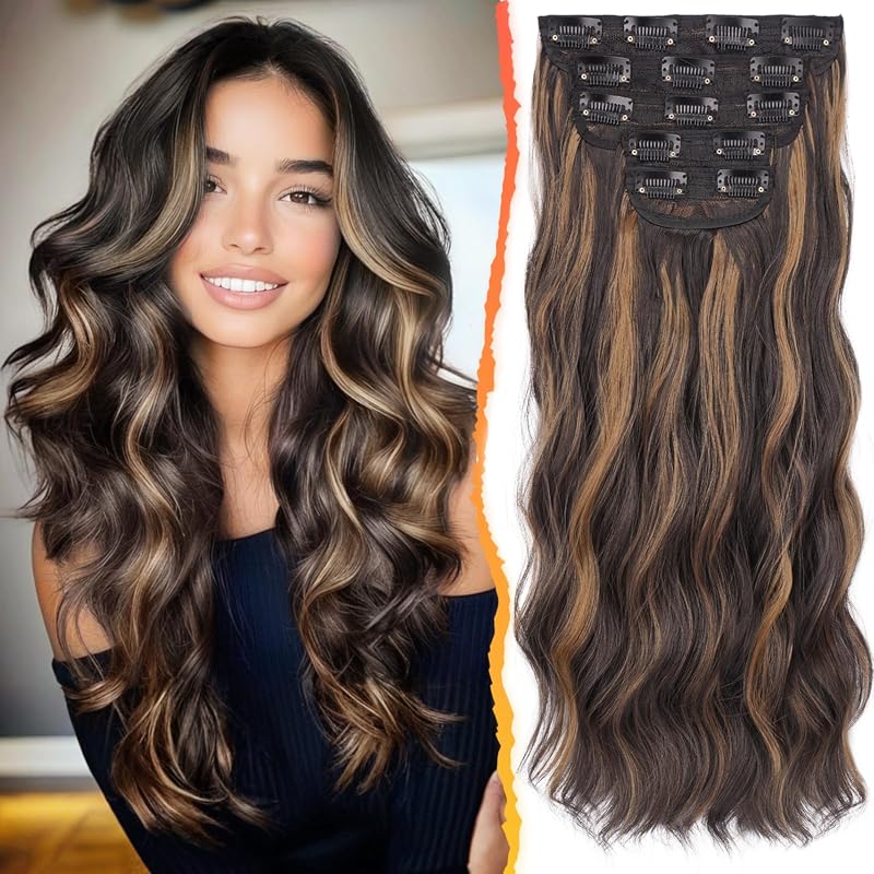 BARSDAR Wavy Clip‑in Hair Extensions – 5 PCS Thick Soft Synthetic Loos