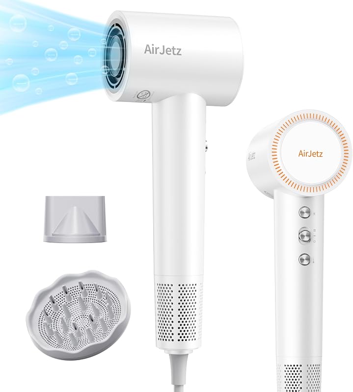 Hair Dryer – 160k RPM Ionic, Lightweight, Diffuser, Magnetic Nozzle, 4