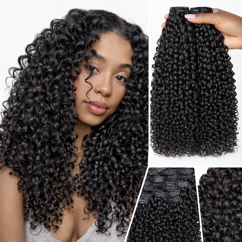 LUVME Burmese Curly Real Human Hair Clip Extensions – Curly Fullness, 