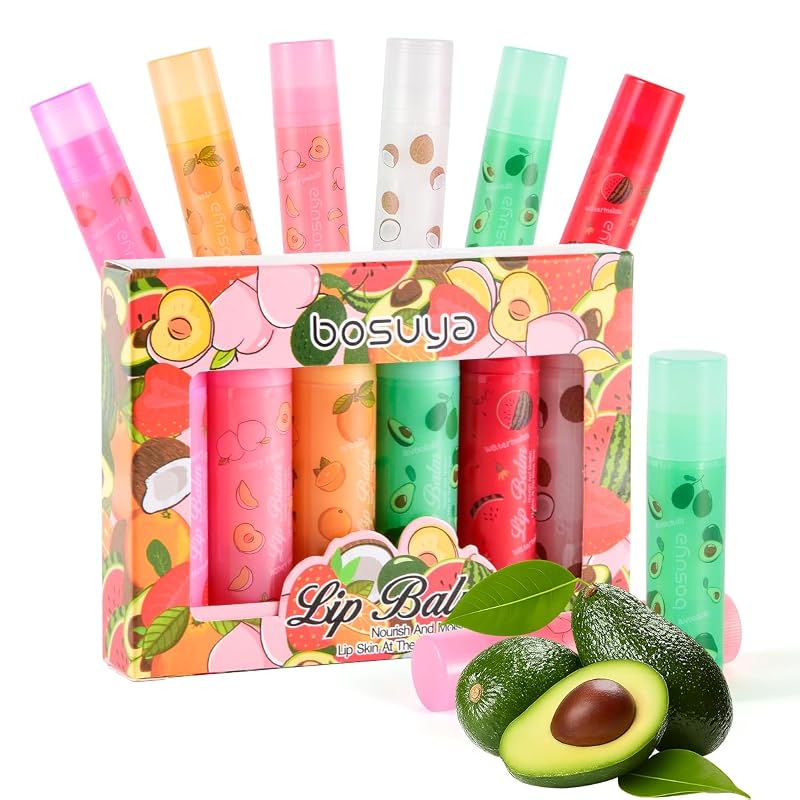 Fruit Lip Balm 6 Pack Natural Moisturizer with Coconut Oil for Long-La