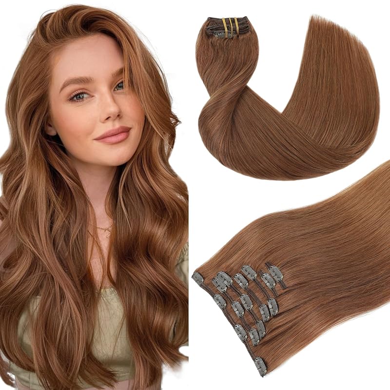 Youngsmile Real Human Hair Double‑Weft Silk Straight Clip‑In Extension