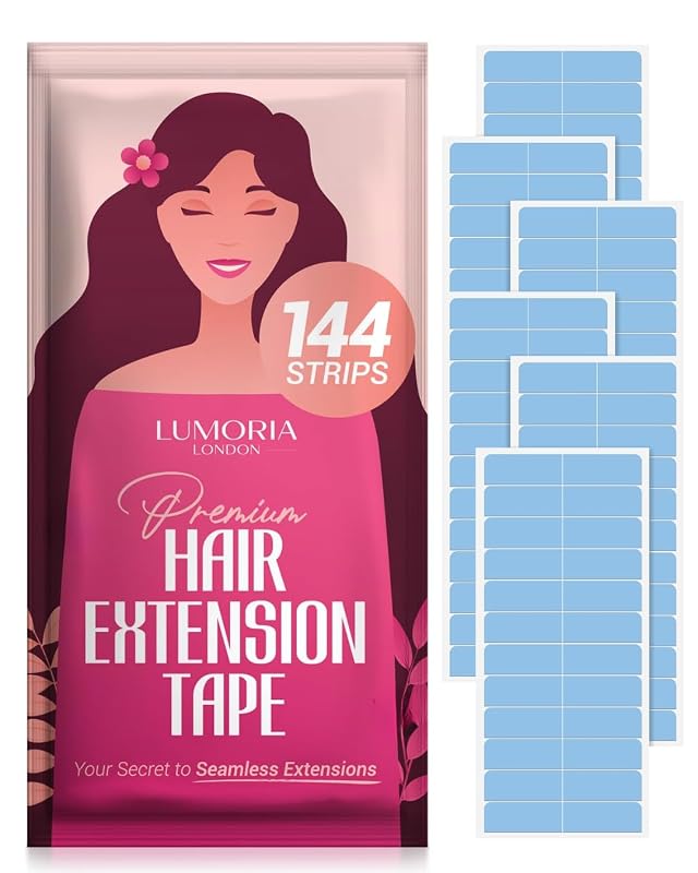 Hair Extension Tape – 144 pre‑cut tabs, 1.6×0.3 in, perfect for tape‑i