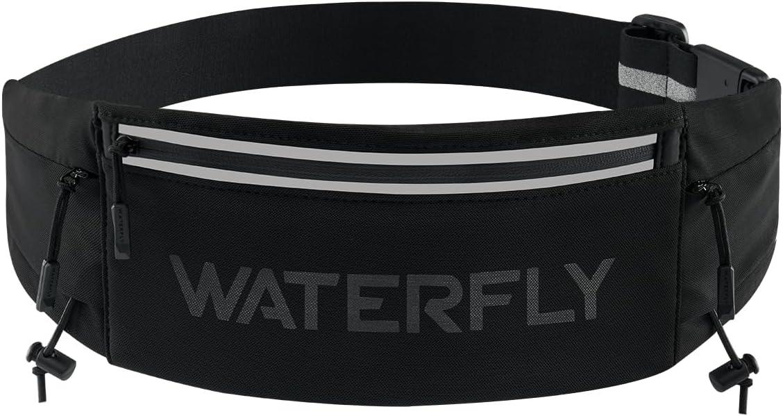 WATERFLY Running Belt Fanny Pack, Breathable 3 Pockets, Phone Holder,
