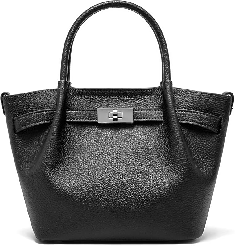Genuine Leather Bucket Handbags for Women, Elegant Satchel Tote Purses
