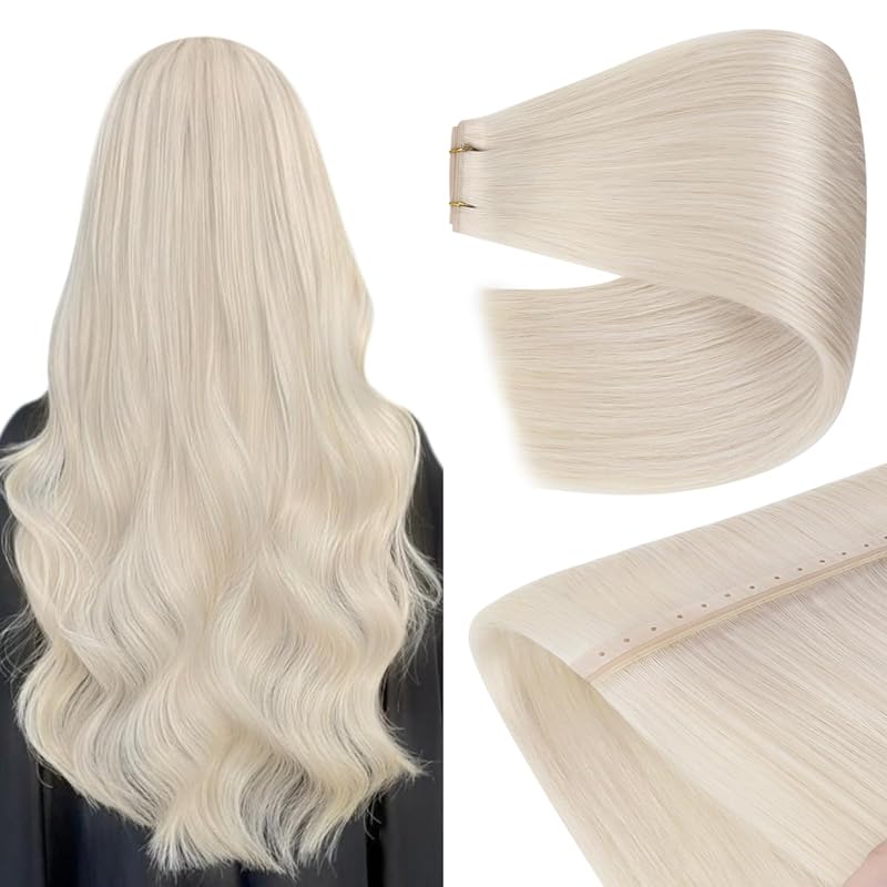 YoungSee Butterfly Weft Extensions Platinum Blonde 80g Human Hair, Micro