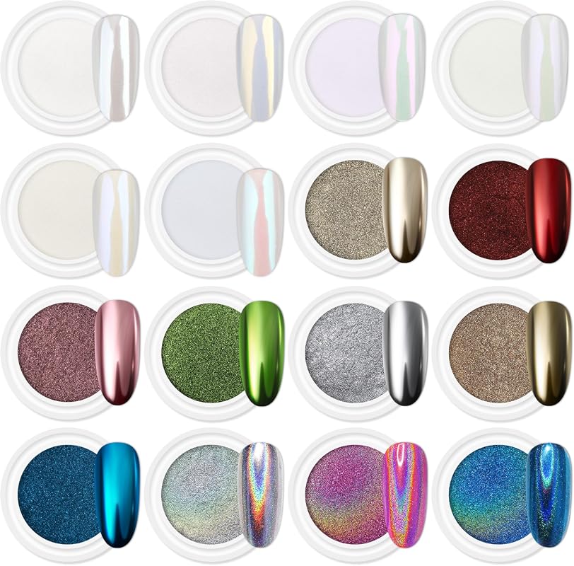 Artdone 16 Jars Chrome Nail Powder
