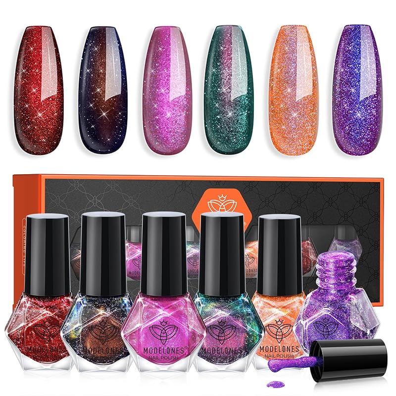 modelones 6-Color Holiday Glitter Nail Lacquer Set