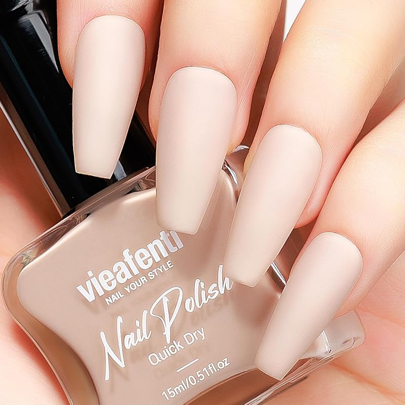 Matte Nude Nail Polish, Fast Drying Velvet Mist Varnish, Long Lasting 