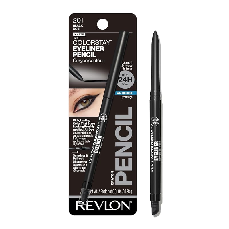 REVLON ColorStay Waterproof Eyeliner Pencil in 201 Black, Rich Long-We