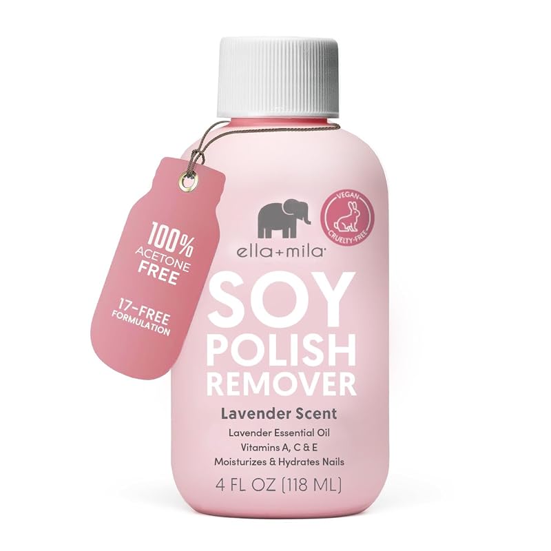 ella+mila Soy Nail Polish Remover Non-Acetone Formula Enriched with La