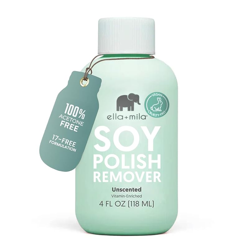 ella+mila Soy-Based Nail Polish Remover Non-Acetone Unscented Formula 