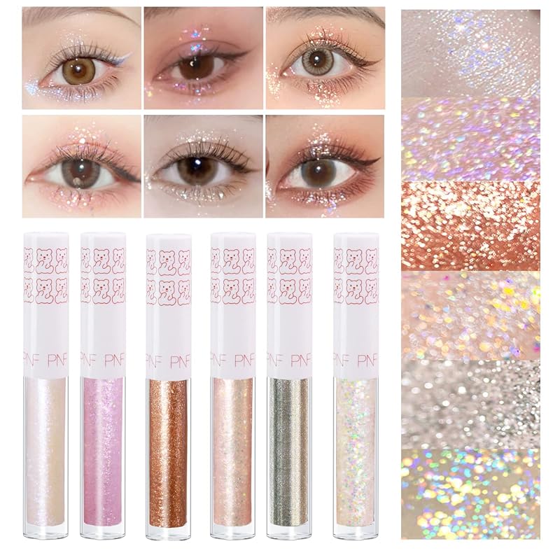 6Pcs Liquid Glitter Eyeshadow Eyeliner Set