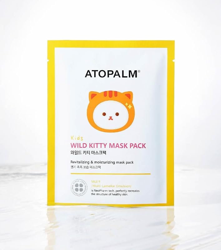 ATOPALM Kids Wild Kitty Moisturizing Facial Sheet Mask, Gentle Skincar