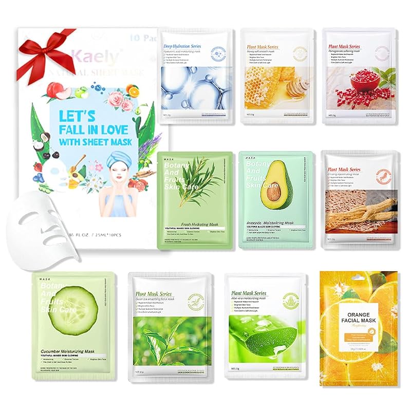 Kaely Variety Facial Sheet Mask Spa Kit, Hydrating Skincare Gift Set f