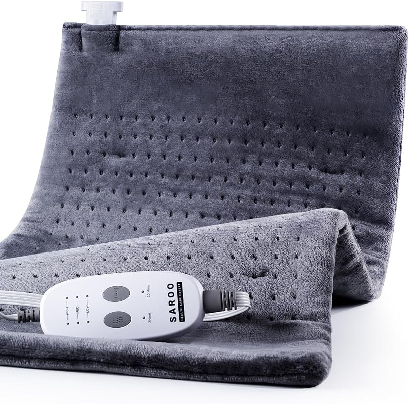 SAROO 12x24 Inch Weighted Heating Pad for Back Pain Relief with Soothi